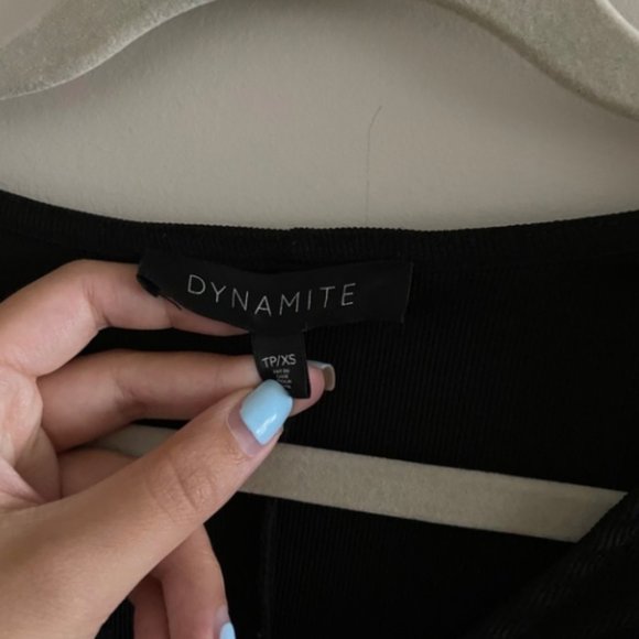 DYNAMITE Black Vneck Shirt T-shirt Dress - Picture 3 of 4